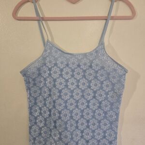 Floral Lace Blue Cami Top